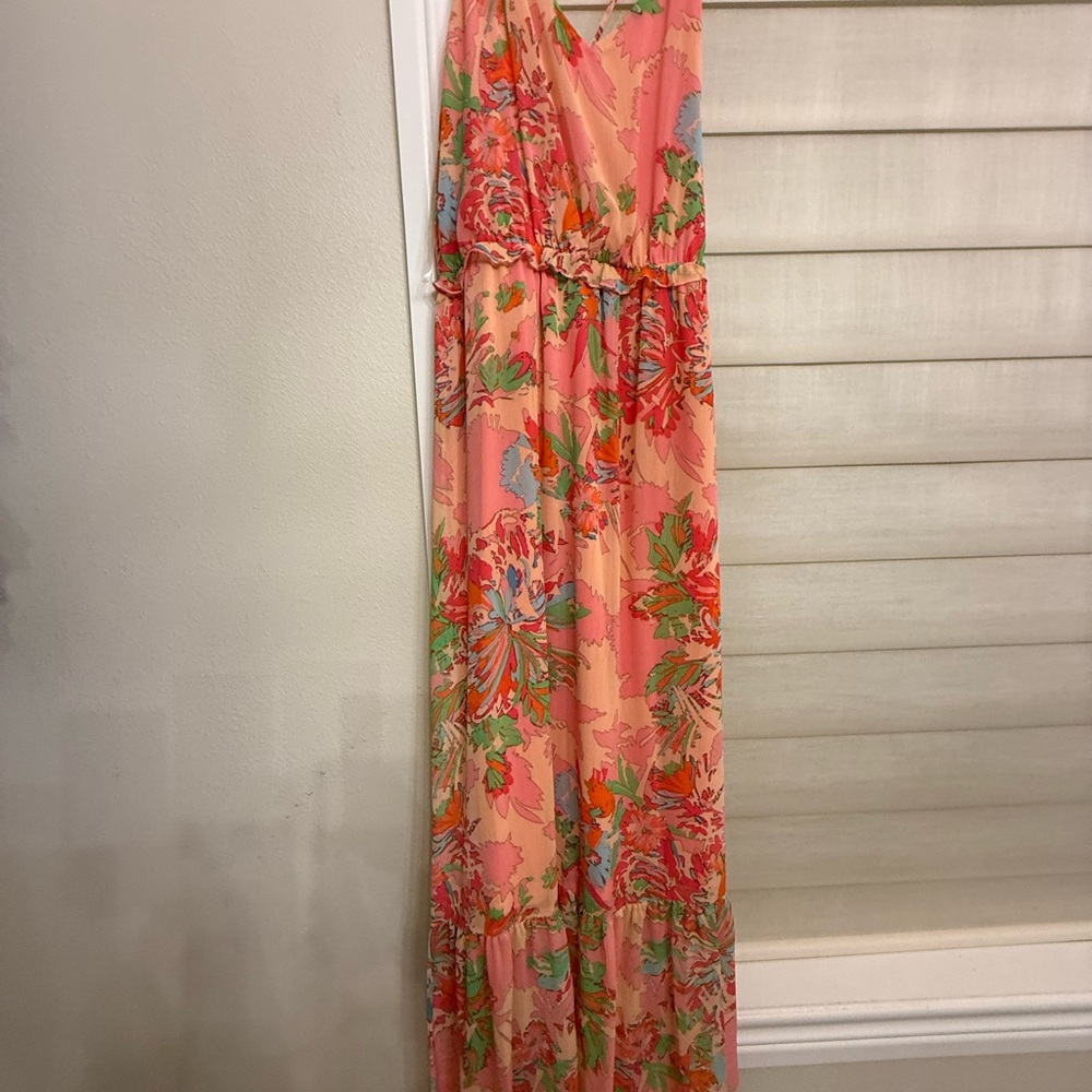 GB Floral Maxi Dress in Pink and Green
